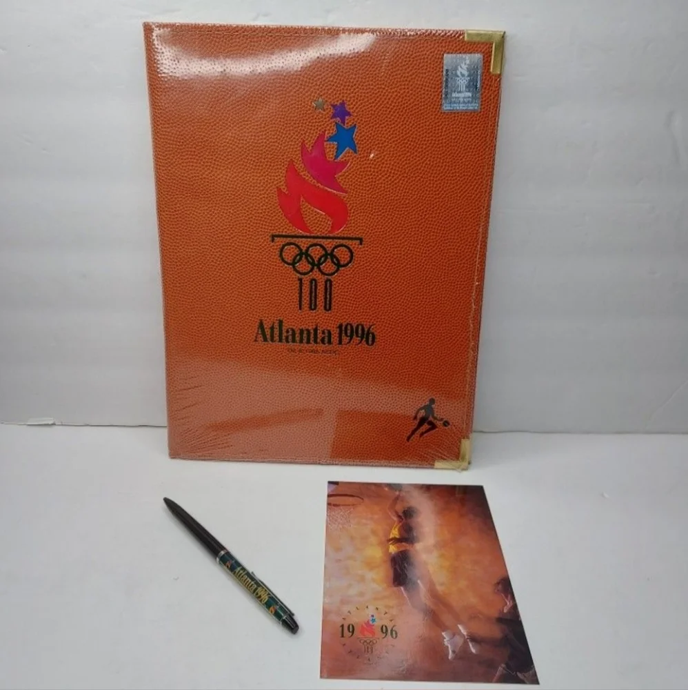 Spalding Basketball Texture Pad Folder Atlanta 1996 Olympics pad, Post Card, Pen
